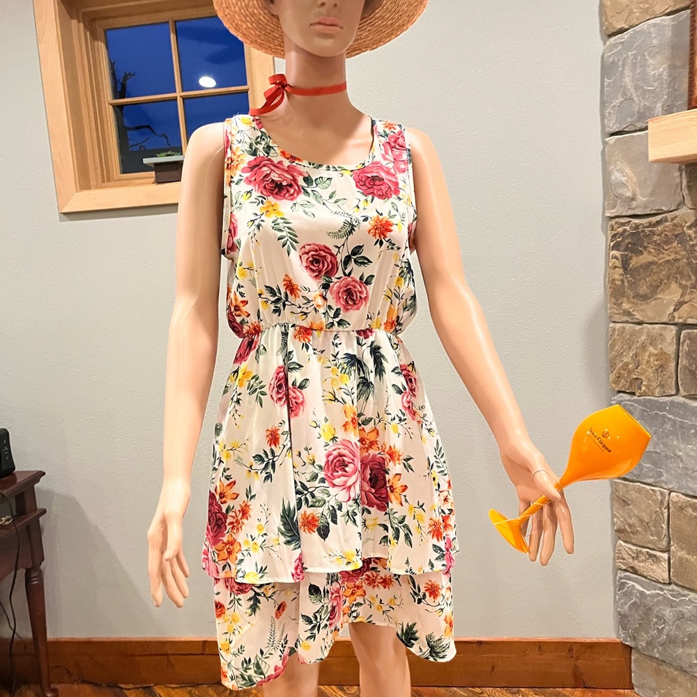 Floral sleeveless summer dress. Condition new